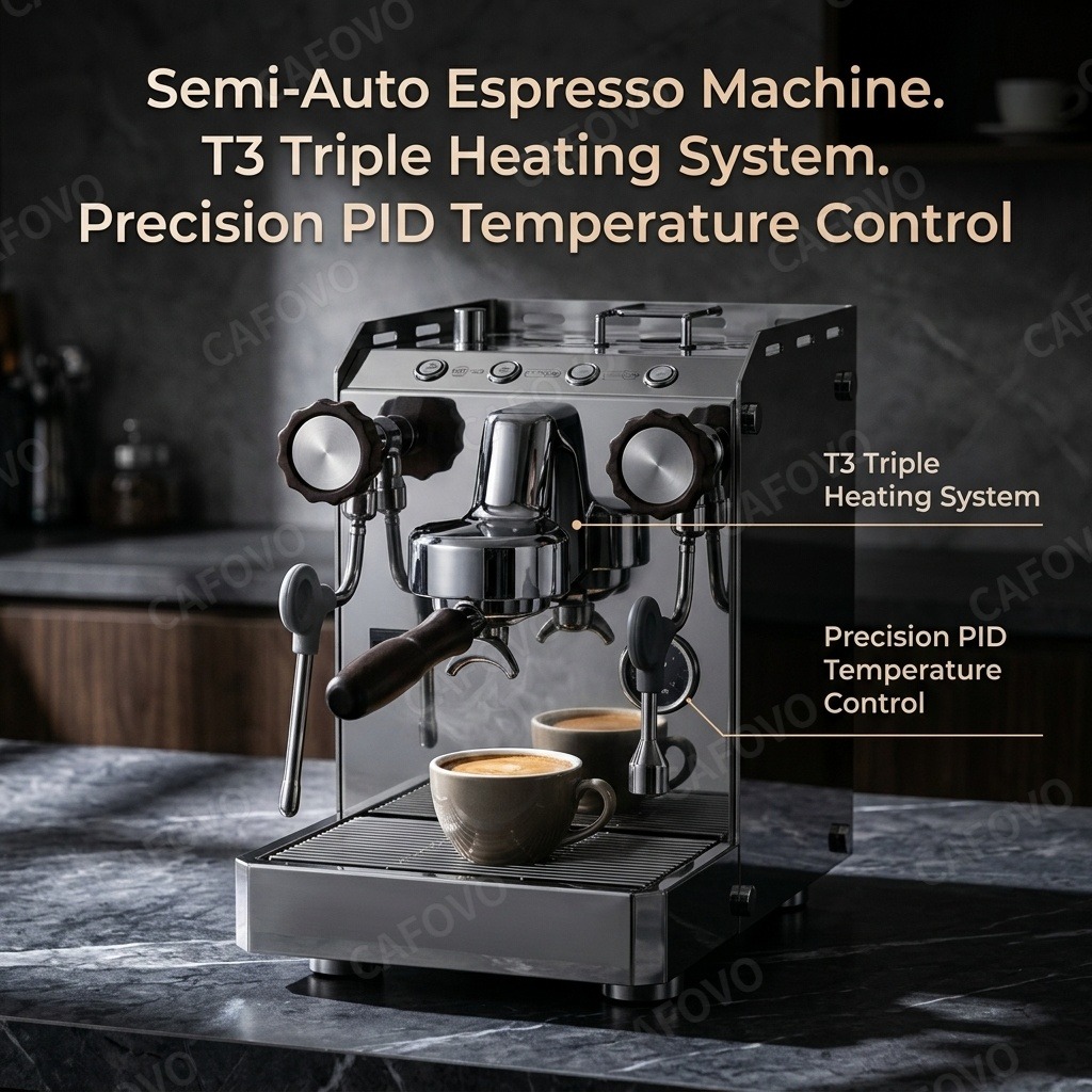 Semi Automatic Espresso Machine Pid - CAFOVO E118 Semi-automatische espressomachine met PID-temperatuurregeling,